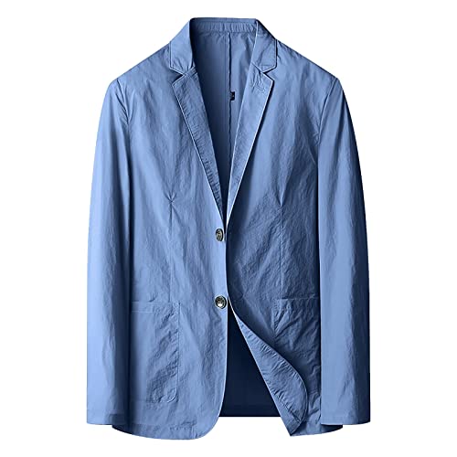 Leichte Herren-Blazerjacke, lässige Sommeranzugjacke, atmungsaktiver Baumwoll-Sportmantel, knitterfreie Reisejacke, entspannte Passform, Sommerblazer für Herren, lässiger Baumwollblazer, blau, Leichte Herren-Blazerjacke, lässige Sommeranzugjacke, atmungsaktiver Baumwoll-Sportmantel, knitterfreie Reisejacke, entspannte Passform, Sommerblazer für Herren, lässiger Baumwollblazer, blau, von Generisch
