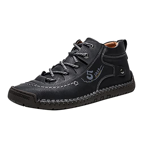 Leichte Sommerschuhe Herren Leder Große Größen 39-48 Laufschuhe Pu Mid Top Turnschuhe Weich Wanderschuhe Leicht Walkingschuhe Jogging Schuhe Flache Sohle Freizeitschuhe Schnürsenkel Breeze Schuhe von Generisch