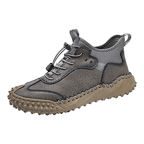 Leichte Sportschuhe Herren Leder 40-45, Walkingschuhe mit Elastischen Wanderschuhe mit rutschfest Sohle Straßen-Laufschuh Modische Straßenschuhen Mid Top Freizeitschuhe Verschleißfest Sportschuhe von Generisch