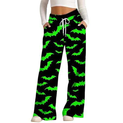 Leichte Sweathose, Jogginghose Damen Weites Bein, Jogginghose Halloween Hose Baggy Kostüm Sporthose Lang Trainingshose Yogahose Lockere Bequem Sweatpants Weites Bein Freizeithose Laufhose Sweathose von Generisch