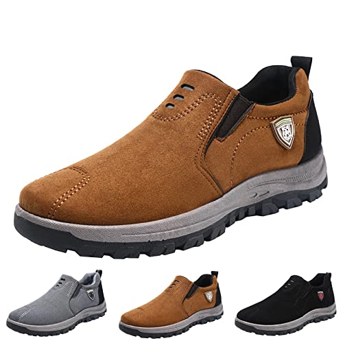 Leichte Wanderschuhe Herren Wasserdicht Atmungsaktiv Trekkingschuhe Herren Breiter Fuß Trainingsschuhe Ohne Schnürsenkel Turnschuhe Slip On Joggingschuhe Gedämpft Sportschuhe rutschfeste Sneakers von Generisch