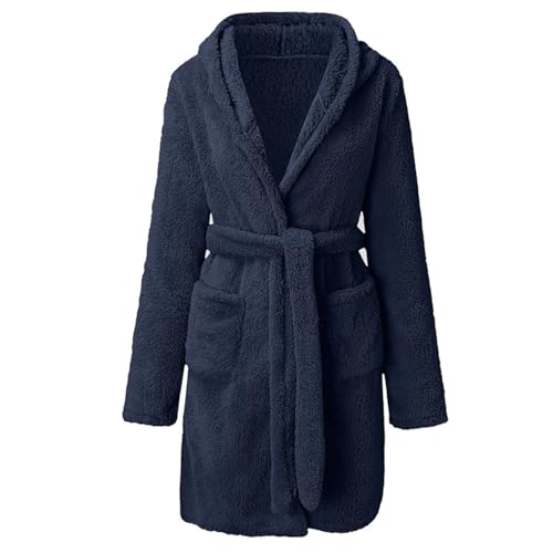Leichter Bademantel Damen, Morgenmantel Knielanger Saunamantel Bathrobe Bademantel Leichter Bademantel Frottee Bademantel Sauna Damen & Herren Unisex Leichter Mit Kapuze & Praktischen Fronttaschen von Generisch