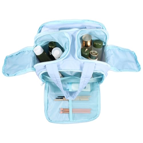 Leichtes großes Reisetack Make up Beutel für Frauen Polyester gemachtes Multi Kompartiment Design mit weichem Griff und Reißverschluss(Blau) von Generisch