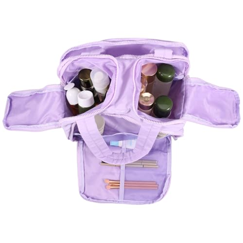 Leichtes großes Reisetack Make up Beutel für Frauen Polyester gemachtes Multi Kompartiment Design mit weichem Griff und Reißverschluss(Violett) von Generisch
