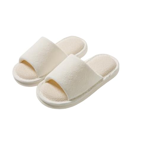 Leinen Hausschlappen Damen Gästehausschuhe Offene Zehen Hausschuhe Home Slipper für Frauen 2025 Damenhausschuhe Anti-Rutsch Hausschuhe Sommer Hausschuh für den Innen- und Außenbereich von Generisch