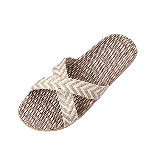 Leinen Hausschlappen Damen Hausschuhe Slipper Bequeme Flach Offene Pantoffeln Strand Anti-Rutsch Gästehausschuhe Schlappen Sommer Waschbar Innen- Und Außenbereich Badeschuhe Leinen Hausschlappen Damen Hausschuhe Slipper Bequeme Flach Offene Pantoffeln Strand Anti-Rutsch Gästehausschuhe Schlappen Sommer Waschbar Innen- Und Außenbereich Badeschuhe von Generisch