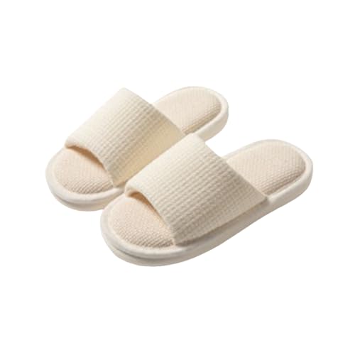 Leinen Hausschlappen Unisex - Frauen Und Männer Casual Licht Offene Zehe Hausschuhe Hauspantoffeln Bequeme Haushaltsschuhe Indoor Hüttenschuhe Slip-On Bodenschuhe Sandalen Spa-Slipper von Generisch