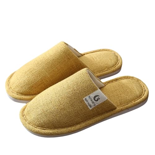 Leinen Hausschuhe Damen Closed Toe Slipper Atmungsaktiv Gästehausschuhe Leicht Bequem Flache Slides Rutschfester Sohle Hausschlappen Hallenschuhe Haushaltsschuhe Hüttenschuhe zu Hause Hotel von Generisch