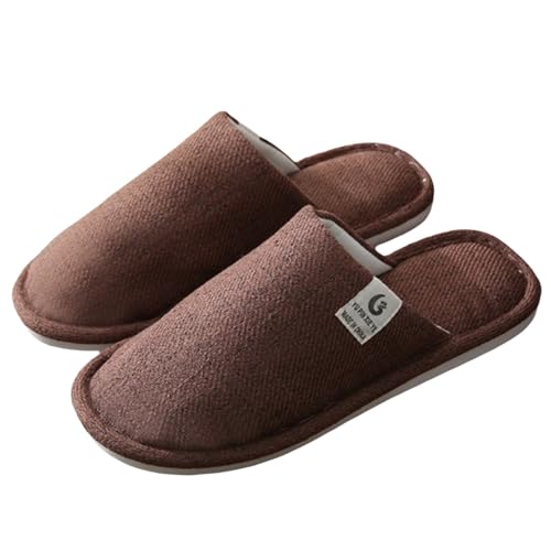 Leinen Hausschuhe Damen Closed Toe Slipper Atmungsaktiv Gästehausschuhe Leicht Bequem Flache Slides Rutschfester Sohle Hausschlappen Hallenschuhe Haushaltsschuhe Hüttenschuhe zu Hause Hotel von Generisch