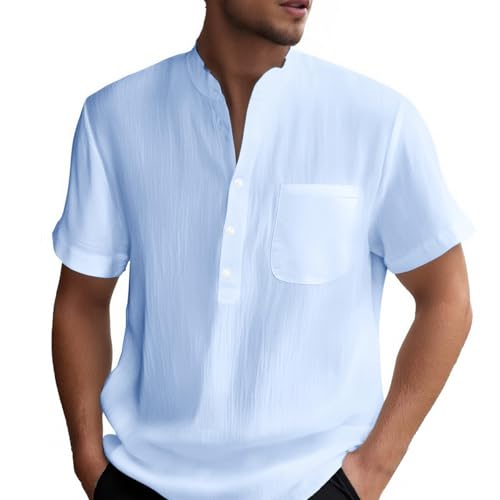 Leinen Hemd Herren Henley Kurzarm Sommerhemd Freizeithemd Atmungsaktives Komfortabel Regular Fit Men Shirts Strand Leinen Shirts Button Down Casual Urlaub Kurzarmhemd Leinen Hemd Herren Henley Kurzarm Sommerhemd Freizeithemd Atmungsaktives Komfortabel Regular Fit Men Shirts Strand Leinen Shirts Button Down Casual Urlaub Kurzarmhemd von Generisch