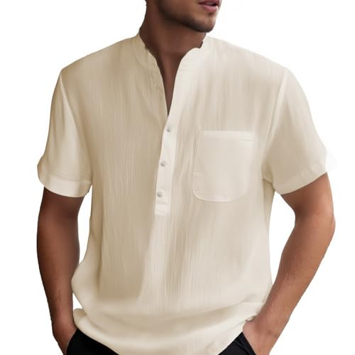 Leinen Hemd Herren Henley Kurzarm Sommerhemd Freizeithemd Atmungsaktives Komfortabel Regular Fit Men Shirts Strand Leinen Shirts Button Down Casual Urlaub Kurzarmhemd Leinen Hemd Herren Henley Kurzarm Sommerhemd Freizeithemd Atmungsaktives Komfortabel Regular Fit Men Shirts Strand Leinen Shirts Button Down Casual Urlaub Kurzarmhemd von Generisch