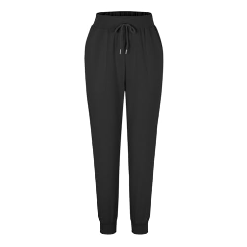 Leinen Hosen Frauen Sommer Hosen Leichtgewicht Stoff Hosen Freizeit Hosen Solid Color Loose Komfortable Chino Musseline Hosen hohe Taille Stretch Strandhosen mit Taschen von Generisch