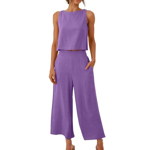 Leinen Set Damen Sommer Zweiteiler Outfit Set Ärmellose Oberteil Top Und Hose Elegant Sommer Outfits Baumwolle, Leinen Lockere Westenanzug Aus Baumwolle Und Leinen Freizeitanzug Elegant Hosenanzug Leinen Set Damen Sommer Zweiteiler Outfit Set Ärmellose Oberteil Top Und Hose Elegant Sommer Outfits Baumwolle, Leinen Lockere Westenanzug Aus Baumwolle Und Leinen Freizeitanzug Elegant Hosenanzug von Generisch