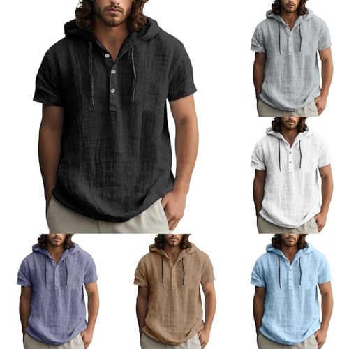 Leinenhemd Herren Baumwolle Hoodie Mit Kapuze Sommer Langarm Dünn Einfarbig Shirt Männer Modische Sommerhemd Lässig Freizeithemden Oversize Kapuzenhemd Oberteile Knopfleiste Leinenhemd Herren Baumwolle Hoodie Mit Kapuze Sommer Langarm Dünn Einfarbig Shirt Männer Modische Sommerhemd Lässig Freizeithemden Oversize Kapuzenhemd Oberteile Knopfleiste von Generisch