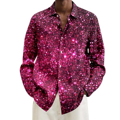 Leinenhemd Herren - Glitzer 90er Glitzerhemd 70er 80er Knopfleistenshirt Elegant Stretch Einfarbig Herrenhemden 70er Disco Party Kostüm Men Shirts Freizeithemd Klassisch Hochzeit Oberhemden Leinenhemd Herren - Glitzer 90er Glitzerhemd 70er 80er Knopfleistenshirt Elegant Stretch Einfarbig Herrenhemden 70er Disco Party Kostüm Men Shirts Freizeithemd Klassisch Hochzeit Oberhemden von Generisch