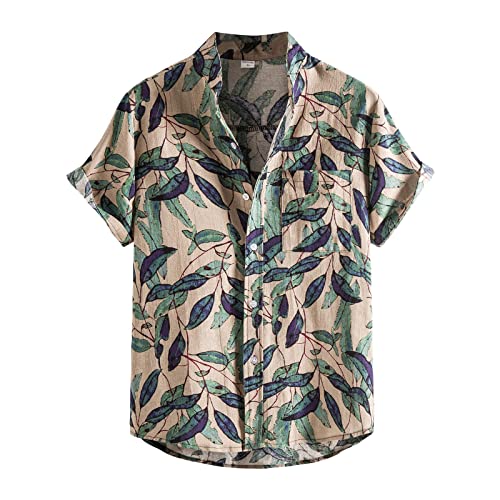 Leinenhemd Herren Kurzarm Hawaii Hemden Funky Freizeithemd Button Down Lässig Button Down Sommerhemde Locker Henley Shirt Strand Atmungsaktives Kurzarmhemd Leinenhemd Herren Kurzarm Hawaii Hemden Funky Freizeithemd Button Down Lässig Button Down Sommerhemde Locker Henley Shirt Strand Atmungsaktives Kurzarmhemd von Generisch