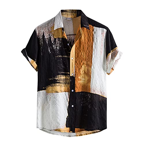 Leinenhemd Herren Kurzarm Hawaii Hemden Funky Freizeithemd Button Down Lässig Button Down Sommerhemde Locker Henley Shirt Strand Atmungsaktives Kurzarmhemd Leinenhemd Herren Kurzarm Hawaii Hemden Funky Freizeithemd Button Down Lässig Button Down Sommerhemde Locker Henley Shirt Strand Atmungsaktives Kurzarmhemd von Generisch