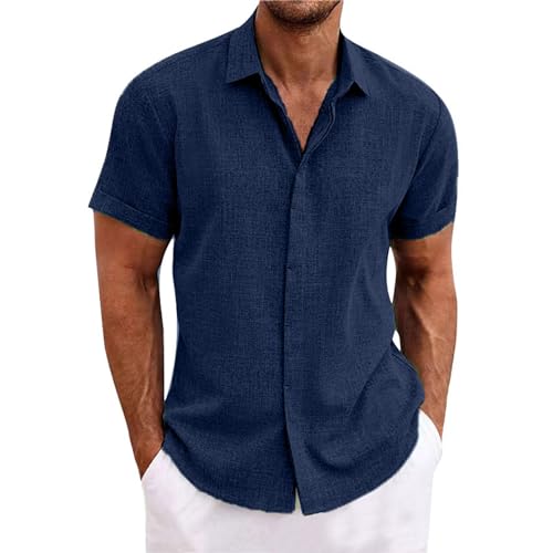 Leinenhemd Herren Kurzarm Regular Fit Sommerhemd Leicht Luftig Strandhemd Kläppchenkragen Button Down Freizeithemd Leinen Baumwolle Stoffhemd Lässige Urlaub T-Shirt Leinenhemd Herren Kurzarm Regular Fit Sommerhemd Leicht Luftig Strandhemd Kläppchenkragen Button Down Freizeithemd Leinen Baumwolle Stoffhemd Lässige Urlaub T-Shirt von Generisch