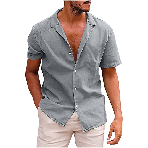 Leinenhemd Herren Kurzarm Sommer Strandhemd Männer Button Down Revers Hemd Loose Tops Modisch Bequem Kariertes Hemd Urlaub Strand Shirts Herren Regular Fit Knopfleiste Freizeithemden Leinenhemd Herren Kurzarm Sommer Strandhemd Männer Button Down Revers Hemd Loose Tops Modisch Bequem Kariertes Hemd Urlaub Strand Shirts Herren Regular Fit Knopfleiste Freizeithemden von Generisch