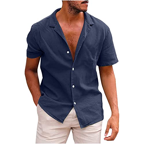 Leinenhemd Herren Kurzarm Sommer Strandhemd Männer Button Down Revers Hemd Loose Tops Modisch Bequem Kariertes Hemd Urlaub Strand Shirts Herren Regular Fit Knopfleiste Freizeithemden Leinenhemd Herren Kurzarm Sommer Strandhemd Männer Button Down Revers Hemd Loose Tops Modisch Bequem Kariertes Hemd Urlaub Strand Shirts Herren Regular Fit Knopfleiste Freizeithemden von Generisch