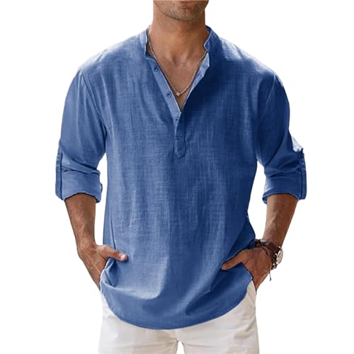 Leinenhemd Herren Langarm Henley Stehkragen Sommerhemd Freizeithemd Regular Fit Herrenhemden Henley Shirts Atmungsaktive Leicht Strandhemd Bequeme Einfarbig Shirts Leinen Shirt Leinenhemd Herren Langarm Henley Stehkragen Sommerhemd Freizeithemd Regular Fit Herrenhemden Henley Shirts Atmungsaktive Leicht Strandhemd Bequeme Einfarbig Shirts Leinen Shirt von Generisch