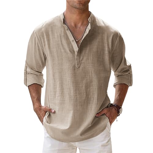 Leinenhemd Herren Langarm Henley Stehkragen Sommerhemd Freizeithemd Regular Fit Herrenhemden Henley Shirts Atmungsaktive Leicht Strandhemd Bequeme Einfarbig Shirts Leinen Shirt Leinenhemd Herren Langarm Henley Stehkragen Sommerhemd Freizeithemd Regular Fit Herrenhemden Henley Shirts Atmungsaktive Leicht Strandhemd Bequeme Einfarbig Shirts Leinen Shirt von Generisch