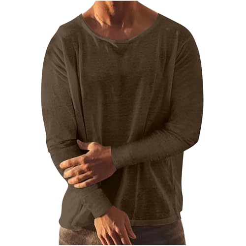 Leinenhemd Herren Langarm Musselin Leinen Hemden Stehkragenhemd Hemd Klassiker Herrenhemden Leichtes Strandhemd Baumwollhemd Sommer Sommerhemd Linen Shirt Modische Freizeithemd Kurzarmhemd von Generisch