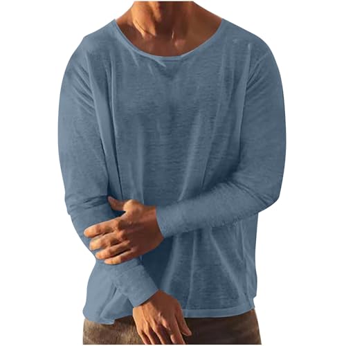 Leinenhemd Herren Langarm Musselin Leinen Hemden Stehkragenhemd Hemd Klassiker Herrenhemden Leichtes Strandhemd Baumwollhemd Sommer Sommerhemd Linen Shirt Modische Freizeithemd Kurzarmhemd von Generisch