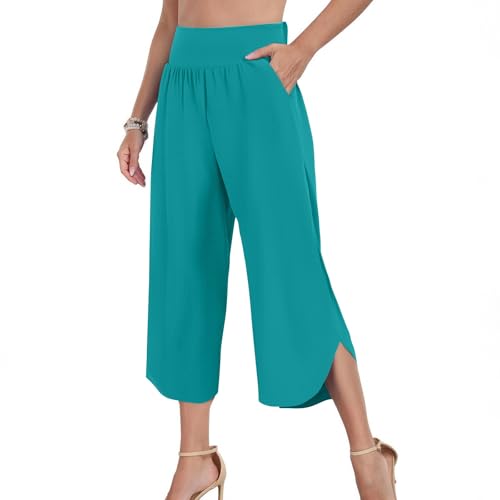 Leinenhose Damen Elegante Lockere Hosen Lang Baumwollhose Sommer Leichte Gerade Leinenhose Luftig Damen Kleidung Geschenke Für Frauen 1#türkis XXL von Generisch