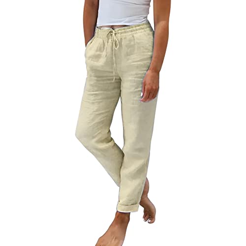 Leinenhose Damen Sommer,Leinen Lang 7/8 Hose Baumwolle Casual Leicht Sommerhose Elegant Loose Fit Stoffhose Elastischem Bund Jogginghose Kordelzug Freizeithose Strandhose Palazzo Hose Leinenhose Damen Sommer,Leinen Lang 7/8 Hose Baumwolle Casual Leicht Sommerhose Elegant Loose Fit Stoffhose Elastischem Bund Jogginghose Kordelzug Freizeithose Strandhose Palazzo Hose von Generisch