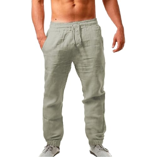 Leinenhose Herren Lang Leichte Sommerhose Männer Loose Fit Freizeithose mit Taschen Kordelzug für Urlaub Strand Yoga Leichte Dünne Sommerhose Herren Lang Leinenhose Herren Lang Leichte Sommerhose Männer Loose Fit Freizeithose mit Taschen Kordelzug für Urlaub Strand Yoga Leichte Dünne Sommerhose Herren Lang von Generisch