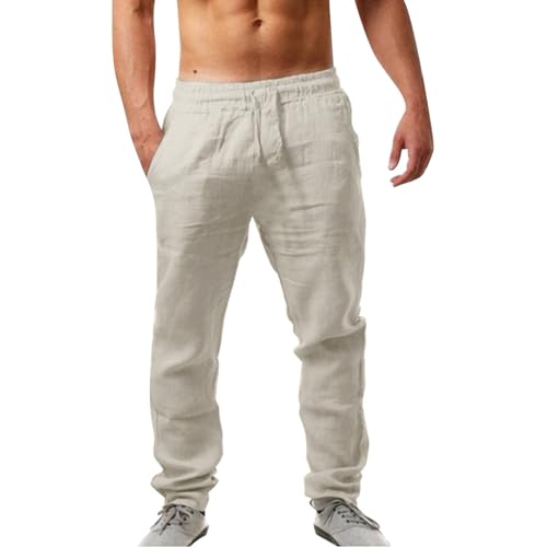 Leinenhose Herren Lang Sommerhose 2025 Leicht Freizeithose Sporthose Trainingshose Jogginghose Leinenhose Freizeit Hose Herren Männer Modern Leinen Hosen von Generisch