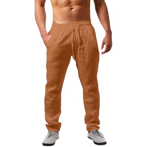 Leinenhose Herren Lang Sommerhose Leicht Freizeithose Sporthose Trainingshose Jogginghose Männer Modern Leinen Hosen Chino Hose Herren Stretch Sommer von Generisch