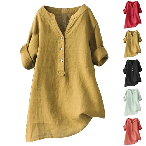 Leinenkleid Damen Sommer V-Ausschnitt Kurzarm Sommerkleid - Blusenkleid Damen Elegant Leicht Luftig Musselin Kleid Knopfleiste A-Linie Kleid Blusenkleid Elegant Skaterkleid Freizeitkleid Shirtkleid Leinenkleid Damen Sommer V-Ausschnitt Kurzarm Sommerkleid - Blusenkleid Damen Elegant Leicht Luftig Musselin Kleid Knopfleiste A-Linie Kleid Blusenkleid Elegant Skaterkleid Freizeitkleid Shirtkleid von Generisch