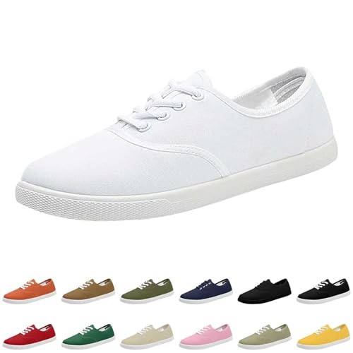 Leinenschuhe Damen Stoffschuhe Canvas Sneaker Stoffturnschuhe Freizeitschuhe Walkingschuhe Sommer Bootsschuhe Halbschuhe Loafer Slip On Flache Schuhe Breite Füße Atmungsaktiv Bequeme Leichte von Generisch