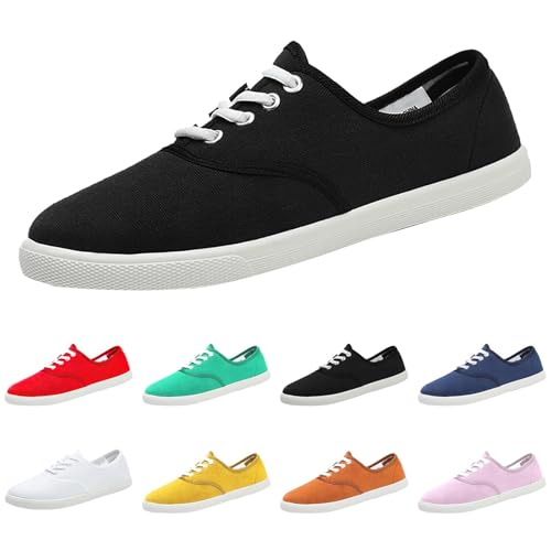 Leinenschuhe Damen Stoffschuhe Damen Canvas Sneaker Stoffturnschuhe Freizeitschuhe Walkingschuhe Sommer Bootsschuhe Halbschuhe Loafer Slip On Flache Schuhe Breite Füße Atmungsaktiv Bequeme Leichte von Generisch
