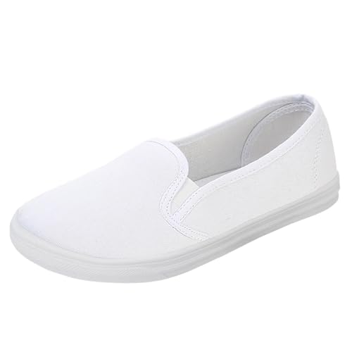 Leinenschuhe Damen Weiße,Laufsportschuhe Classic Stoffschuhe Bequeme Fitnessschuhe Flache Tennisschuhe Running Joggingschuhe Slip-On Freizeitschuhe Leichtgewichts Trekkingschuhe Wanderschuhe von Generisch