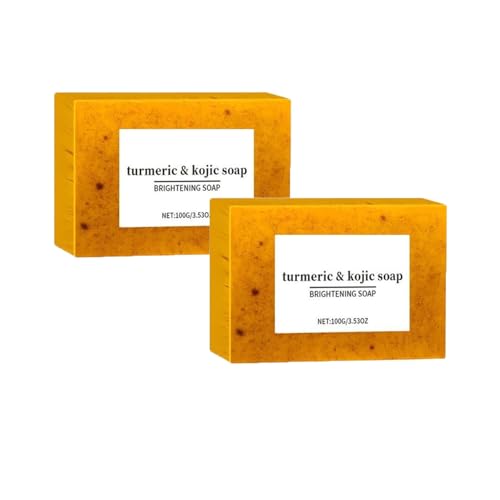 Lemon Turmeric Kojic Acid Soap, Kurkuma-Seife für Gesicht & Körper, Aufhellend & Feuchtigkeitsspendend für Männer und Frauen (2) von Generisch