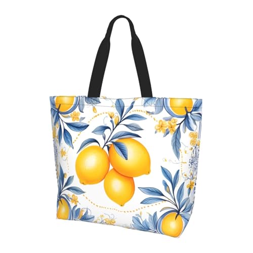 Lemons Tote Bag Damen Schulterhandtaschen Sommer Obst Einkaufstaschen Wasserabweisend Große Handtasche mit Innentasche für Arbeit Reise Schule von Generisch