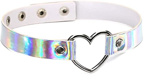 Leuchtende Herz-Halskette, Leder, verstellbar, Punk, PU, Gothic-Stil, weiches Halsband für Damen, Haltbarkeit von Generisch