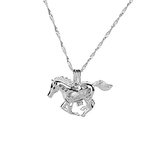 Leuchtende Pferdehalskette für Damen, fluoreszierender Stein, hohl, Medaillon, Käfiganhänger, Kette, Schmuck, modisch, charmantes Geschenk für Geburtstag, Valentinstag, Hochzeit, Party, Nachtlicht von Generisch