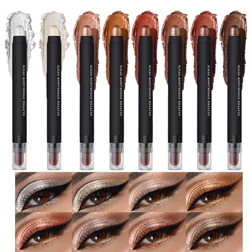 Lidschatten Stift | Augenliner Konturenstift 8er Set | Schimmer Cremig Langzeit-Liner Für Damen & Mädchen Make-up Kosmetik von Generisch