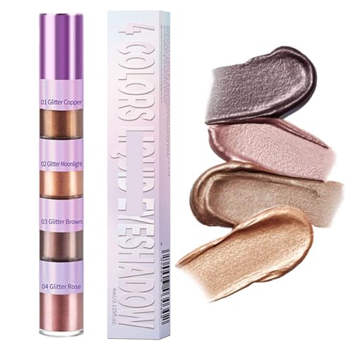 Lidschattenstift | 4-Farben-Creme-Lidschattenstift für ältere Haut | Mattschimmernder Lidschattenstift | 4-in-1-Hervorhebung pigmentierter, glänzender Make-up-Stift-Schattenpaletten für Frauen von Generisch