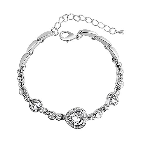 Liebes-Herz-Kristallarmband-Art- und Weisefrauen-Armband-Handgelenk-Armband-Mädchen-Zusatz-Weihnachtsgeschenke Für Mädchen 5-7 (White, One Size) von Generisch