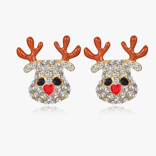 Liebevolle Weihnachts-Ohrringe für Mädchen & Damen – Christbaum-Hängend-Ohrringe & Weihnachtsmann-Design, Festliche Spielzeugartige Weihnachts-Schmuck (Rentiere-Thema) von Generisch