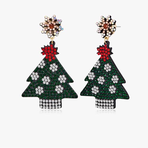 Liebevolle Weihnachts-Ohrringe für Mädchen & Damen – Christbaum-Hängend-Ohrringe & Weihnachtsmann-Design, Festliche Spielzeugartige Weihnachts-Schmuck (Schneeflocken-Weihnachtsbaum-Thema) von Generisch