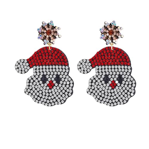 Liebevolle Weihnachts-Ohrringe für Mädchen & Damen – Christbaum-Hängend-Ohrringe & Weihnachtsmann-Design, Festliche Spielzeugartige Weihnachts-Schmuck (Weihnachtsmann mit weißer Bart-Thema) von Generisch