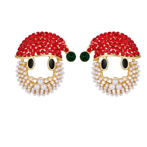 Liebevolle Weihnachts-Ohrringe für Mädchen & Damen – Christbaum-Hängend-Ohrringe & Weihnachtsmann-Design, Festliche Spielzeugartige Weihnachts-Schmuck (lächelnder Weihnachtsmann-Thema) von Generisch