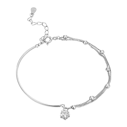 Light Small Crowd Simple Fashion Light Retro Asymmetric Zircon Bracelet High End Sense Small Crowd Light Bracelet Cold Wind Versatile Hand Decoration Armband Mit Namen Kinder (Silver, One Size) von Generisch