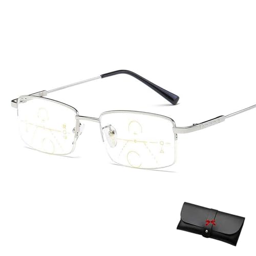 Lilcher Intellireader, Lilcher Intellireader Für Männer Und Frauen, Solymall Intellireader, Far and Near Dual-Use Lesebrille (Sliver,+1.5) von Generisch